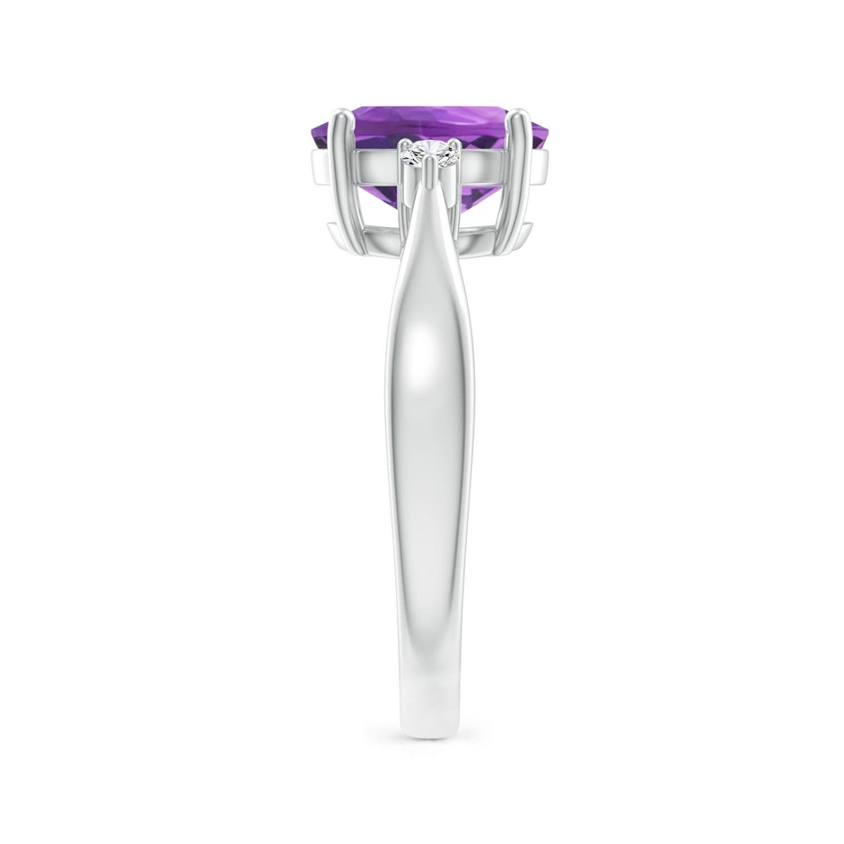 9x7mm AA Tapered Shank Amethyst Solitaire Ring with Diamond Accents in P950 Platinum side 299