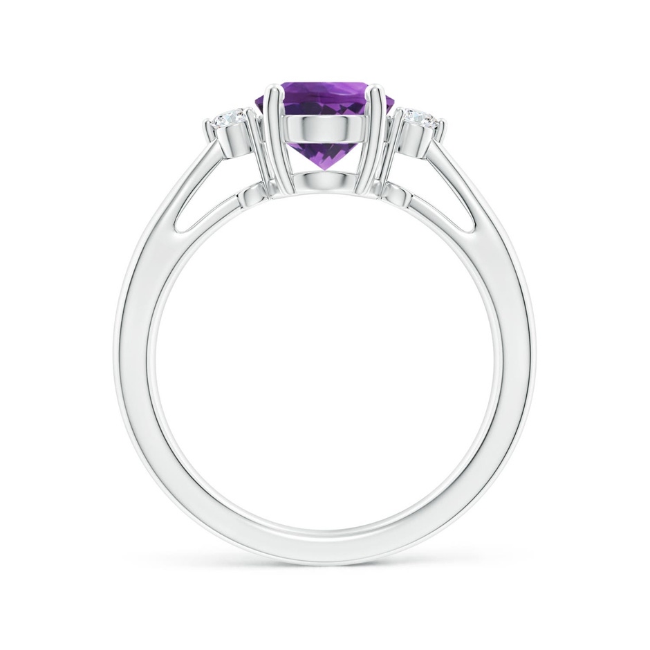 9x7mm AAA Tapered Shank Amethyst Solitaire Ring with Diamond Accents in White Gold side 199