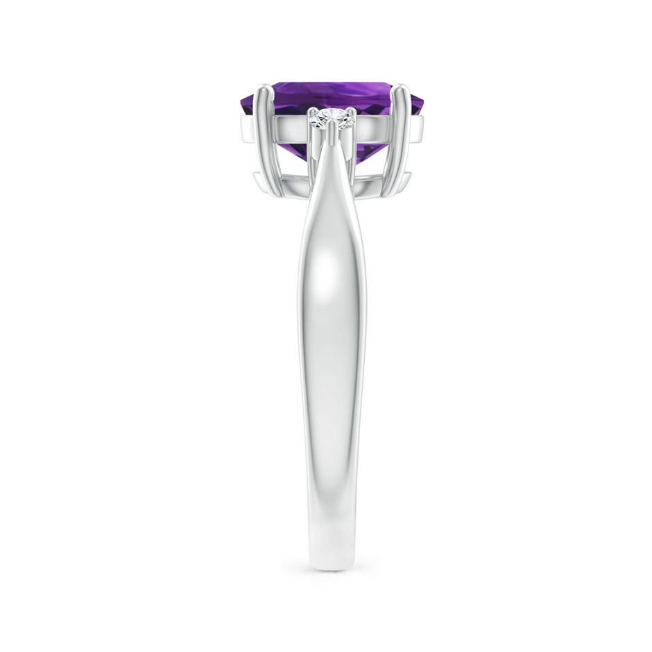 9x7mm AAAA Tapered Shank Amethyst Solitaire Ring with Diamond Accents in P950 Platinum side 299