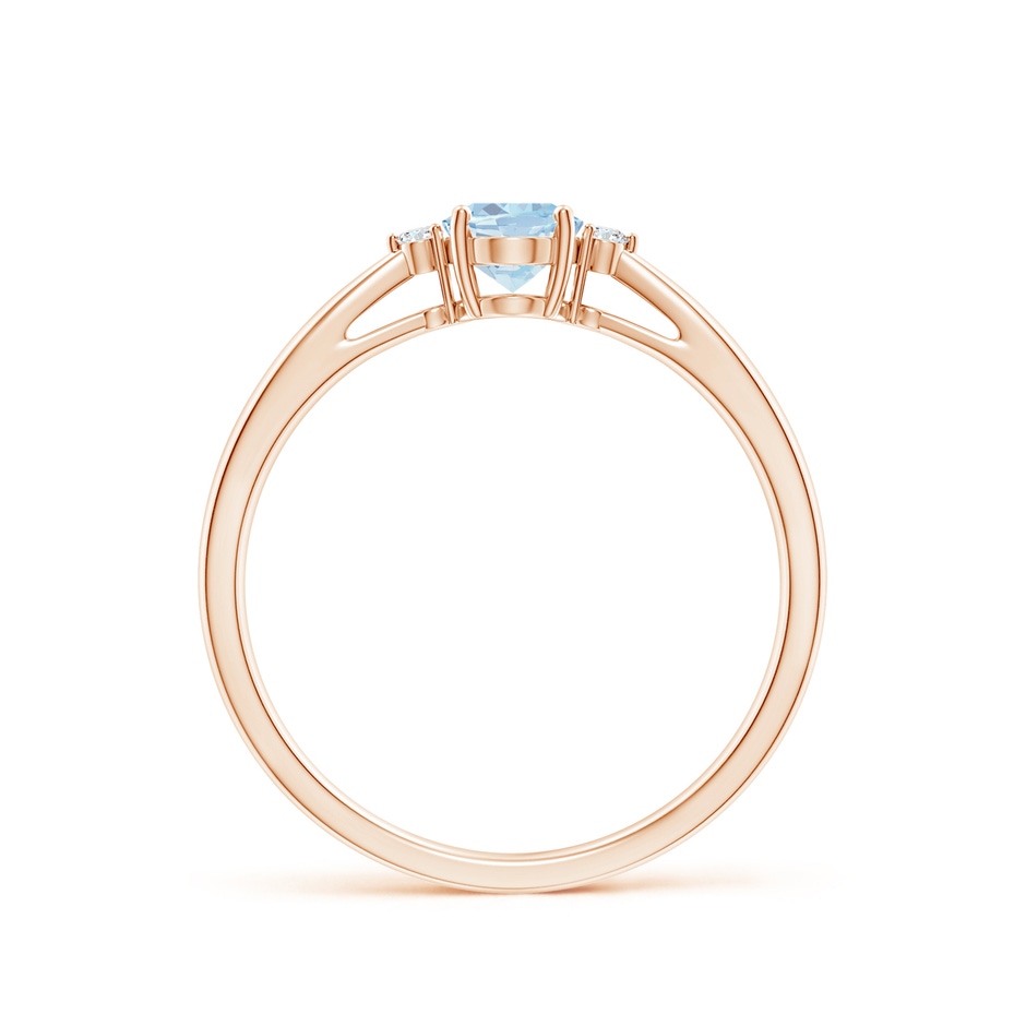 6x4mm A Tapered Shank Aquamarine Solitaire Ring with Diamond Accents in Rose Gold side 199