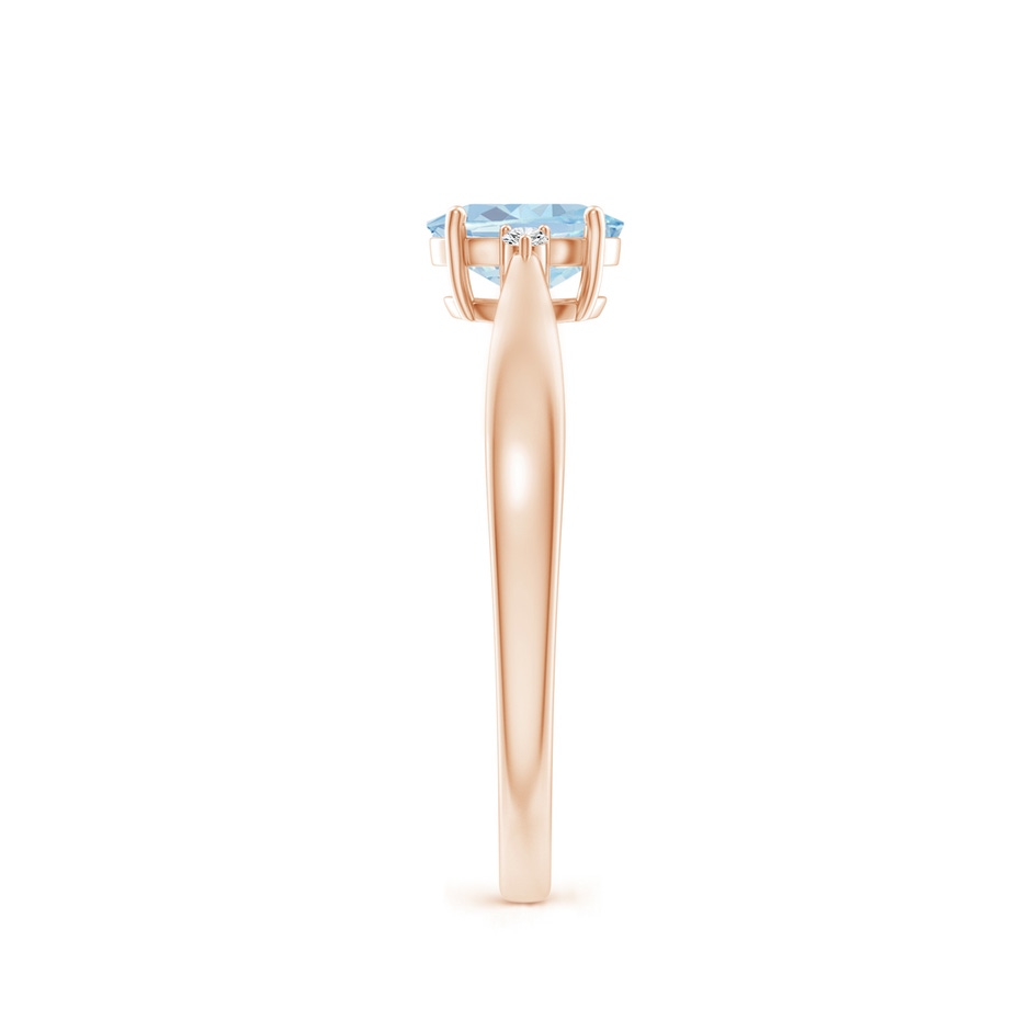 6x4mm A Tapered Shank Aquamarine Solitaire Ring with Diamond Accents in Rose Gold side 299