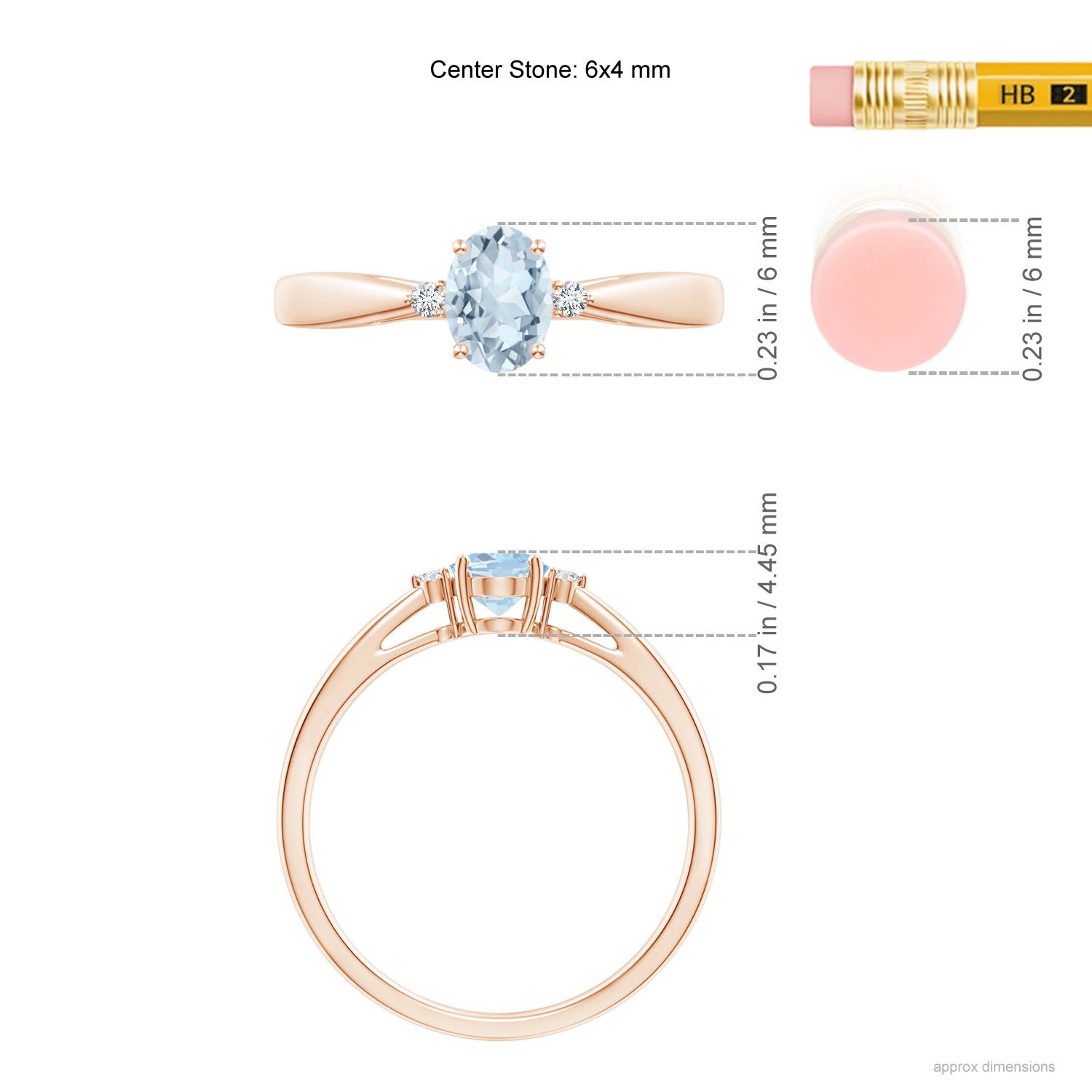 A - Aquamarine / 0.43 CT / 14 KT Rose Gold