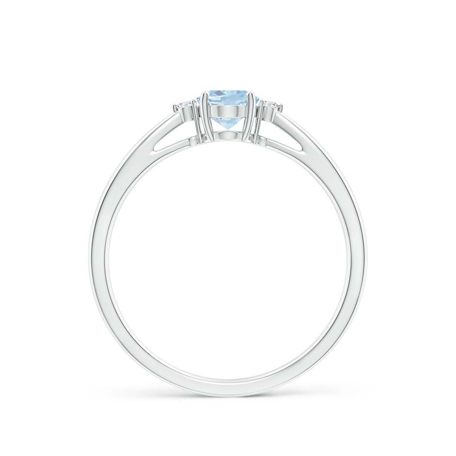 6x4mm A Tapered Shank Aquamarine Solitaire Ring with Diamond Accents in White Gold side 199