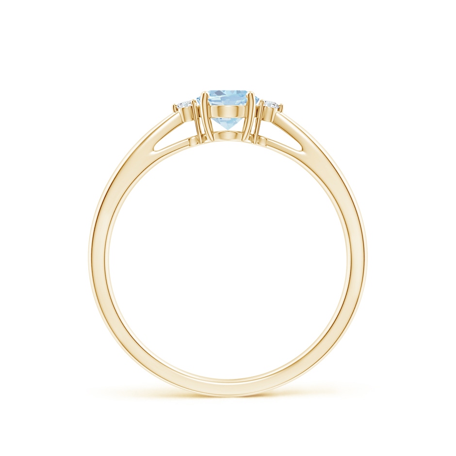 6x4mm A Tapered Shank Aquamarine Solitaire Ring with Diamond Accents in Yellow Gold side 199