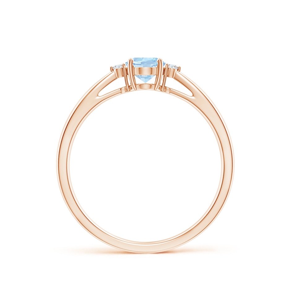 6x4mm AA Tapered Shank Aquamarine Solitaire Ring with Diamond Accents in Rose Gold side 199