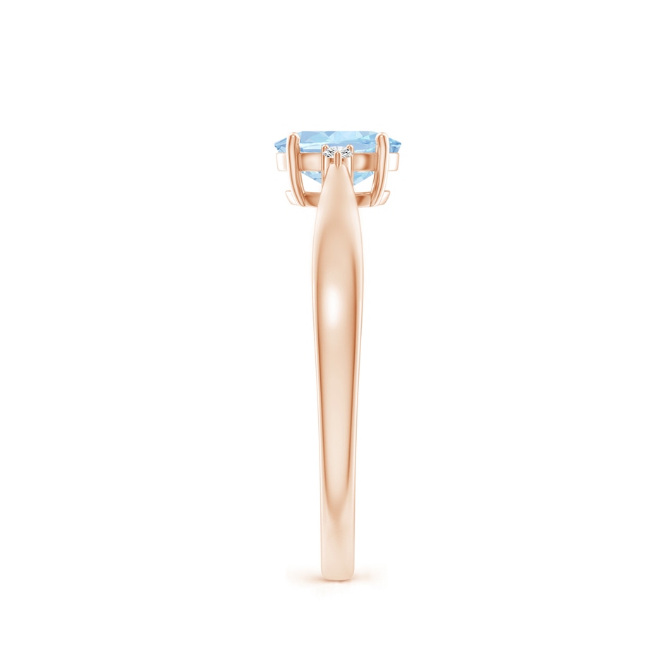 6x4mm AA Tapered Shank Aquamarine Solitaire Ring with Diamond Accents in Rose Gold side 299