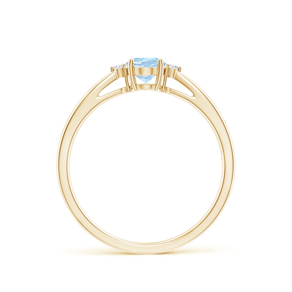 6x4mm AA Tapered Shank Aquamarine Solitaire Ring with Diamond Accents in Yellow Gold side 199