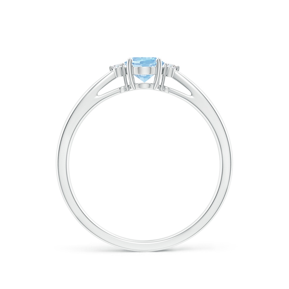6x4mm AAA Tapered Shank Aquamarine Solitaire Ring with Diamond Accents in White Gold side 199