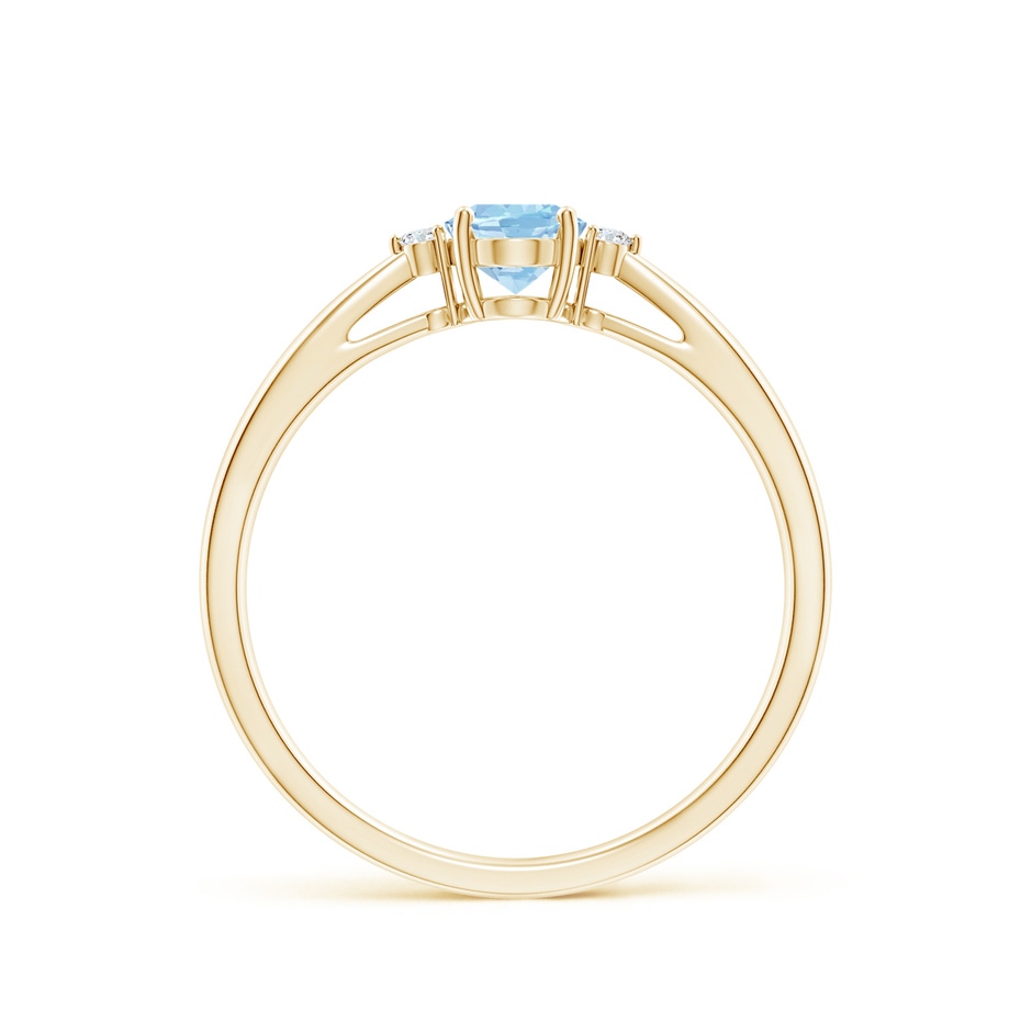 6x4mm AAA Tapered Shank Aquamarine Solitaire Ring with Diamond Accents in Yellow Gold side 199