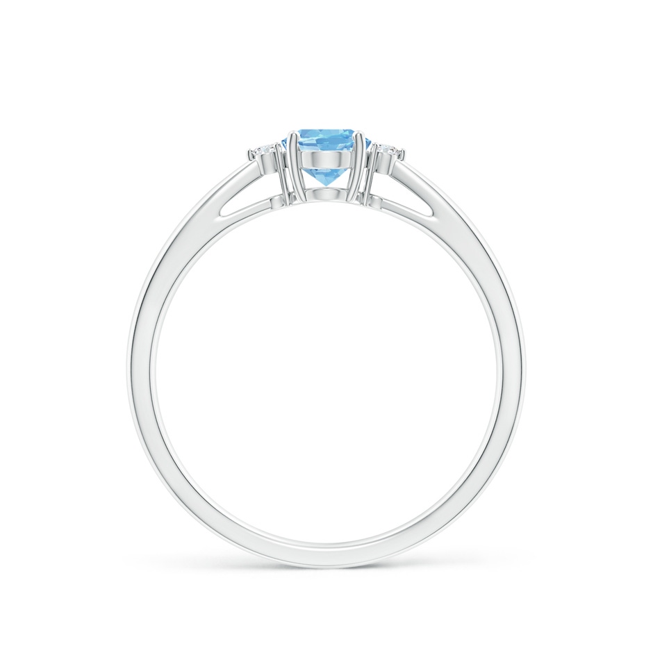 6x4mm AAAA Tapered Shank Aquamarine Solitaire Ring with Diamond Accents in P950 Platinum side 199