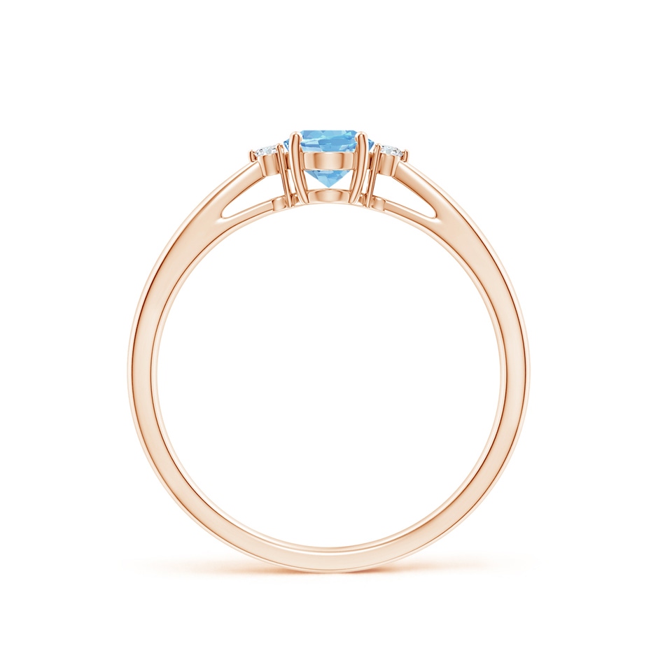 6x4mm AAAA Tapered Shank Aquamarine Solitaire Ring with Diamond Accents in Rose Gold side 199