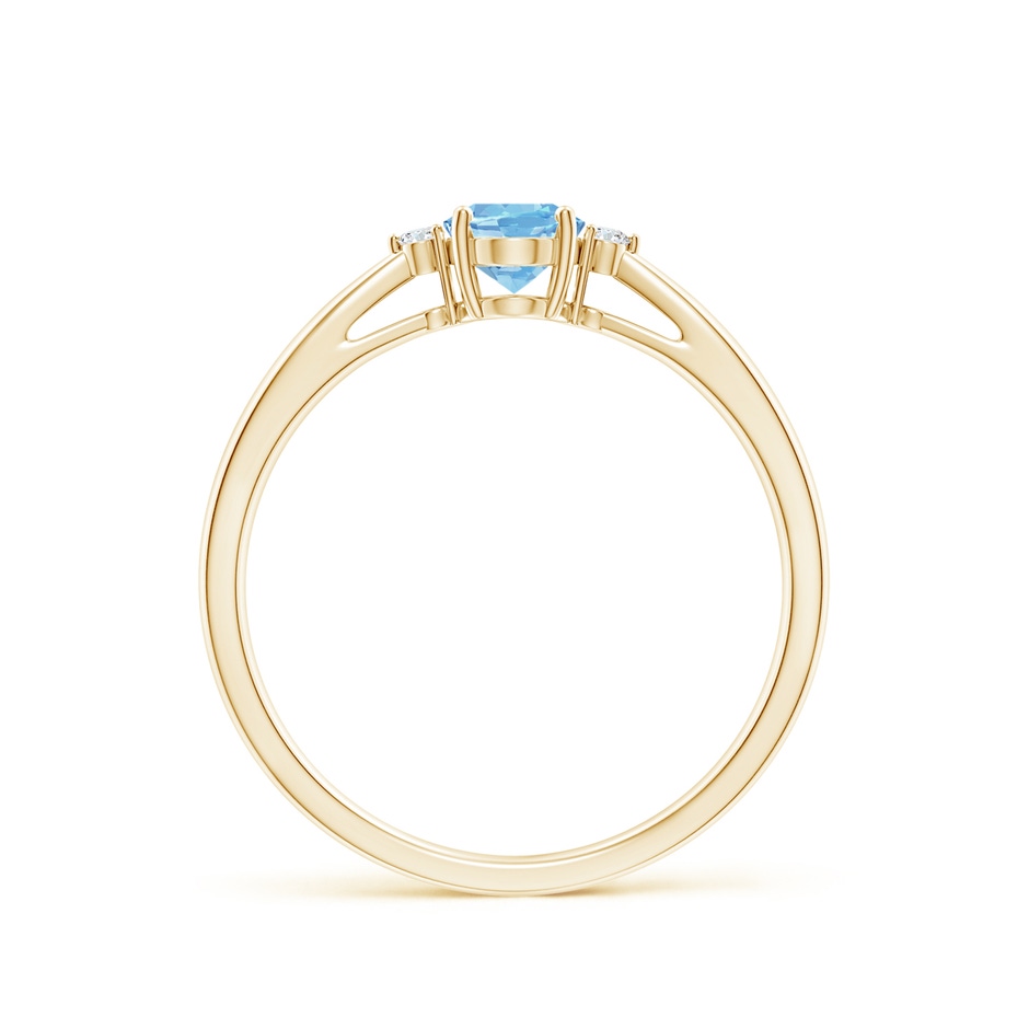 6x4mm AAAA Tapered Shank Aquamarine Solitaire Ring with Diamond Accents in Yellow Gold side 199