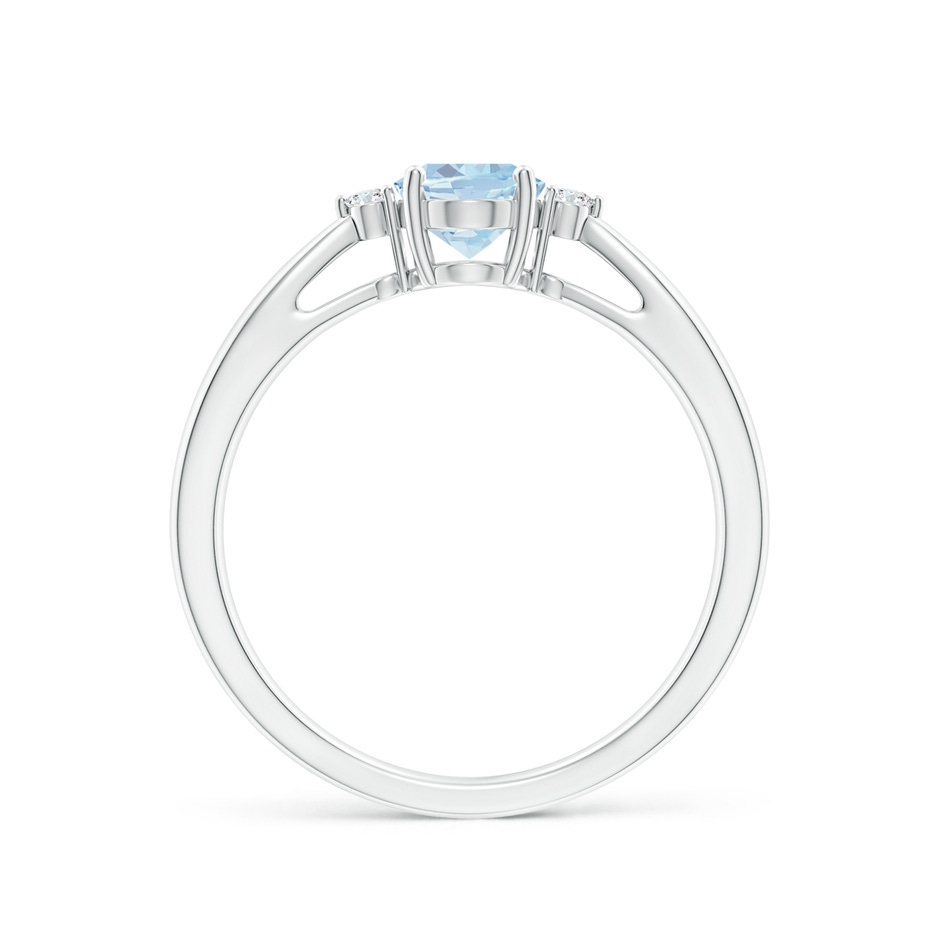 7x5mm A Tapered Shank Aquamarine Solitaire Ring with Diamond Accents in P950 Platinum side 199
