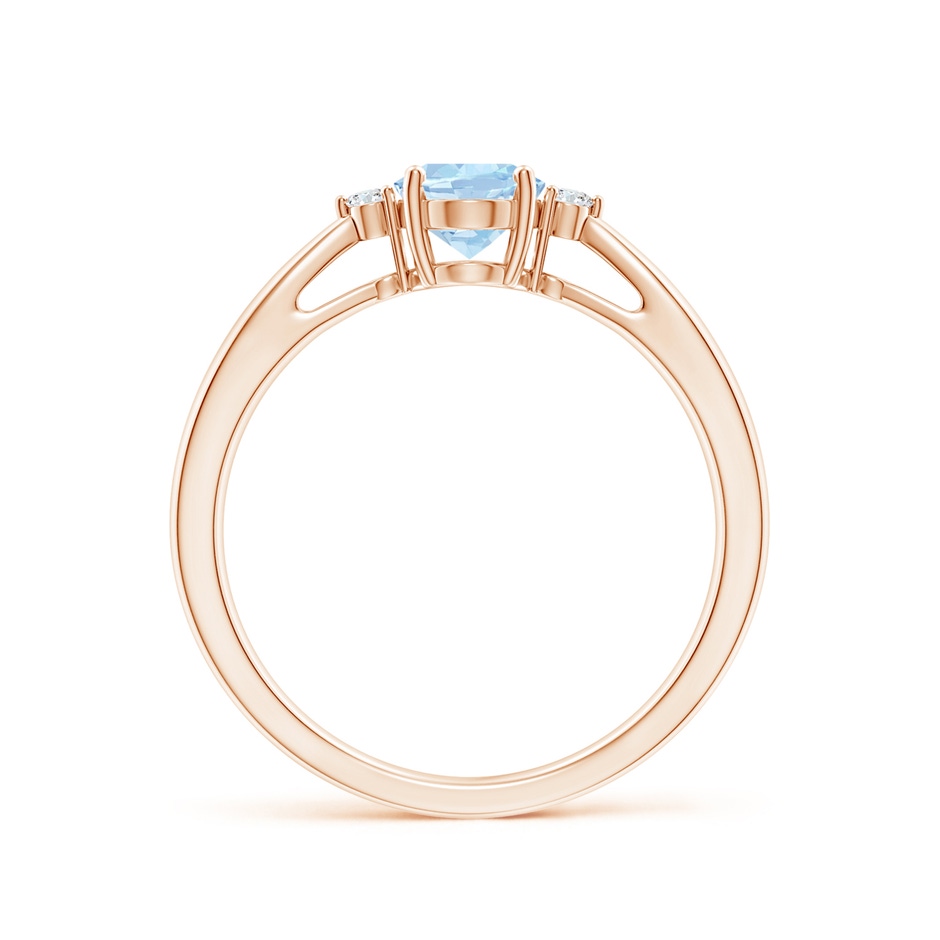 7x5mm AA Tapered Shank Aquamarine Solitaire Ring with Diamond Accents in Rose Gold side 199