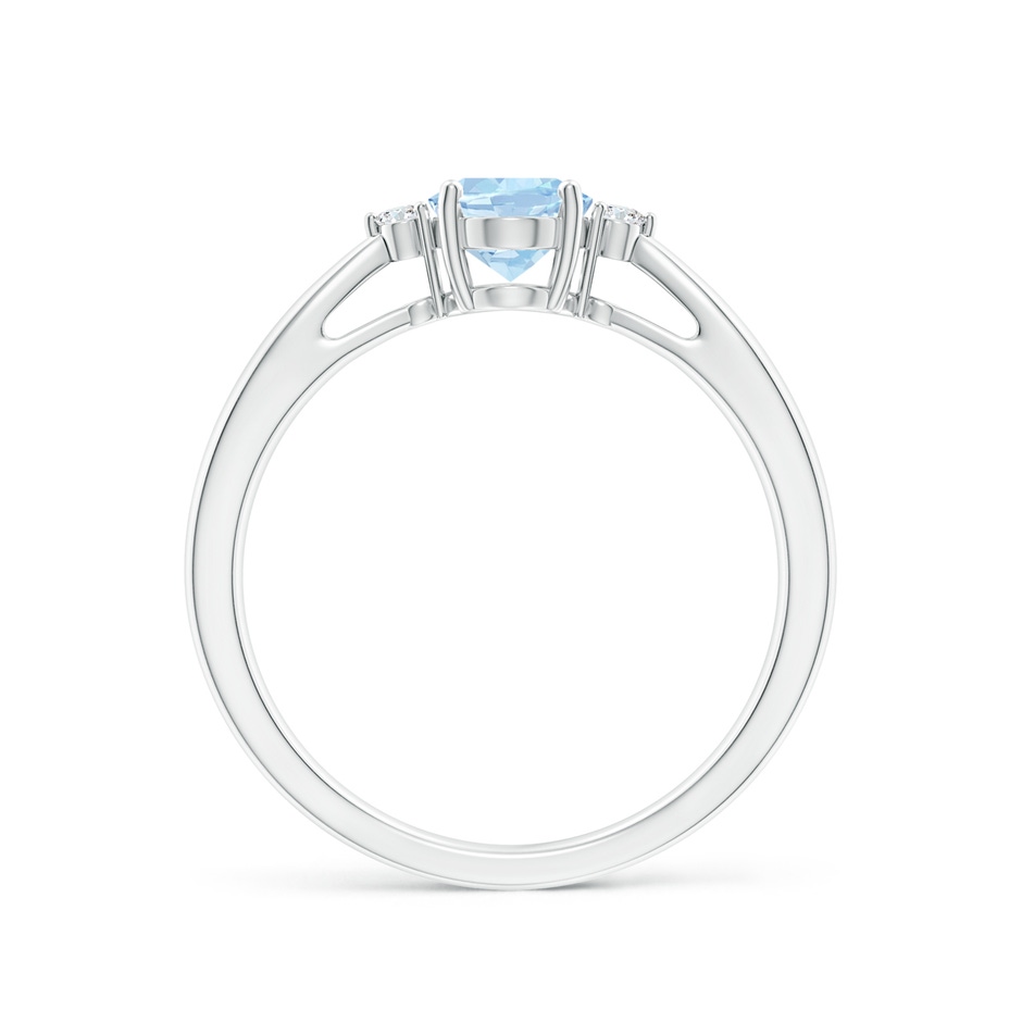 7x5mm AA Tapered Shank Aquamarine Solitaire Ring with Diamond Accents in White Gold side 199