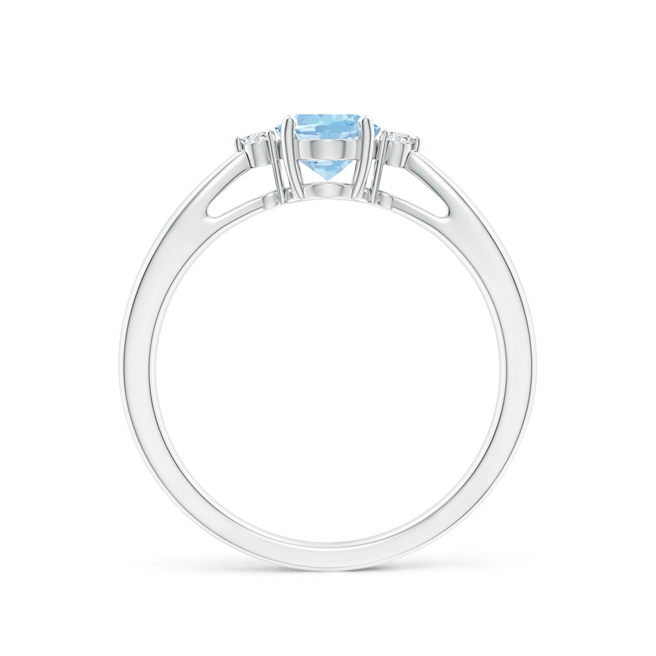 7x5mm AAA Tapered Shank Aquamarine Solitaire Ring with Diamond Accents in P950 Platinum side 199