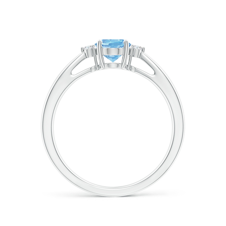 7x5mm AAAA Tapered Shank Aquamarine Solitaire Ring with Diamond Accents in White Gold side 199