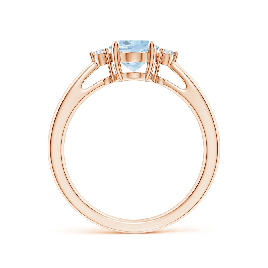 8x6mm A Tapered Shank Aquamarine Solitaire Ring with Diamond Accents in 18K Rose Gold side 199