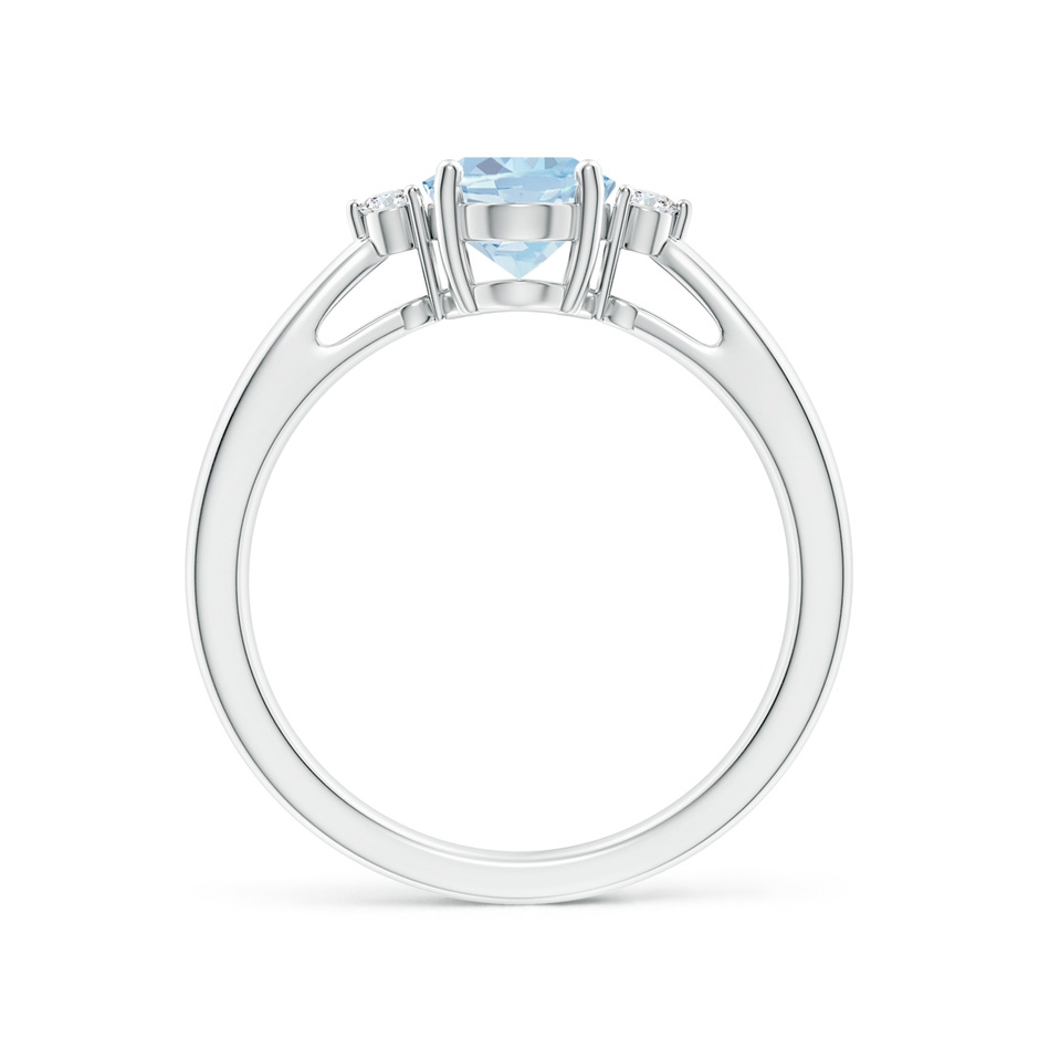 8x6mm A Tapered Shank Aquamarine Solitaire Ring with Diamond Accents in 18K White Gold side 199