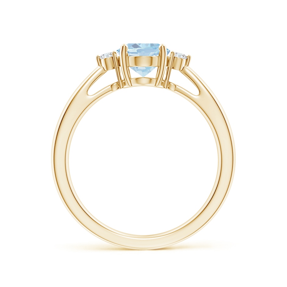8x6mm A Tapered Shank Aquamarine Solitaire Ring with Diamond Accents in Yellow Gold side 199