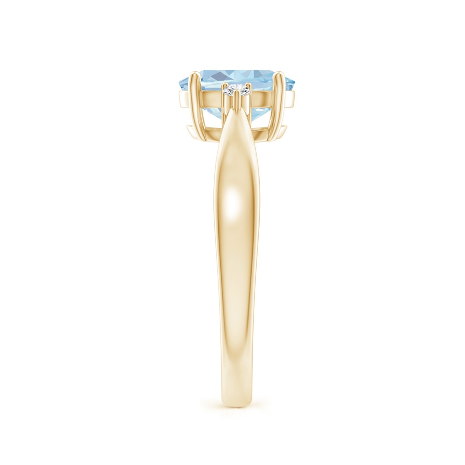 8x6mm A Tapered Shank Aquamarine Solitaire Ring with Diamond Accents in Yellow Gold side 299
