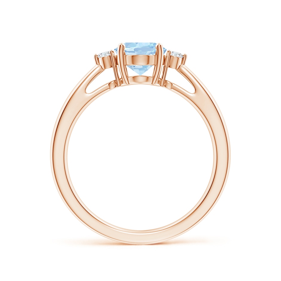 8x6mm AA Tapered Shank Aquamarine Solitaire Ring with Diamond Accents in 18K Rose Gold side 199