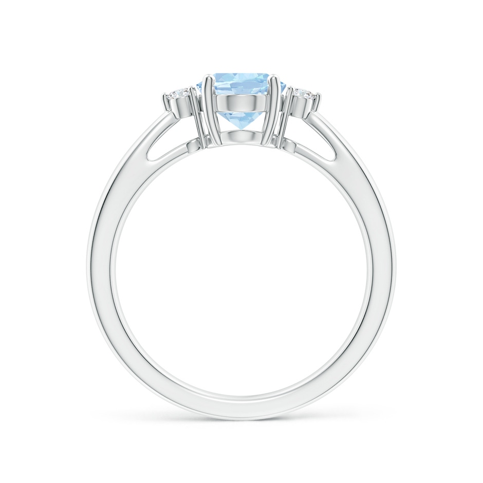 8x6mm AA Tapered Shank Aquamarine Solitaire Ring with Diamond Accents in 18K White Gold side 199