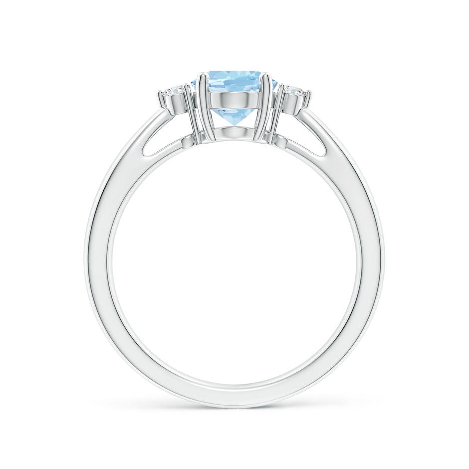 8x6mm AAA Tapered Shank Aquamarine Solitaire Ring with Diamond Accents in White Gold side 199