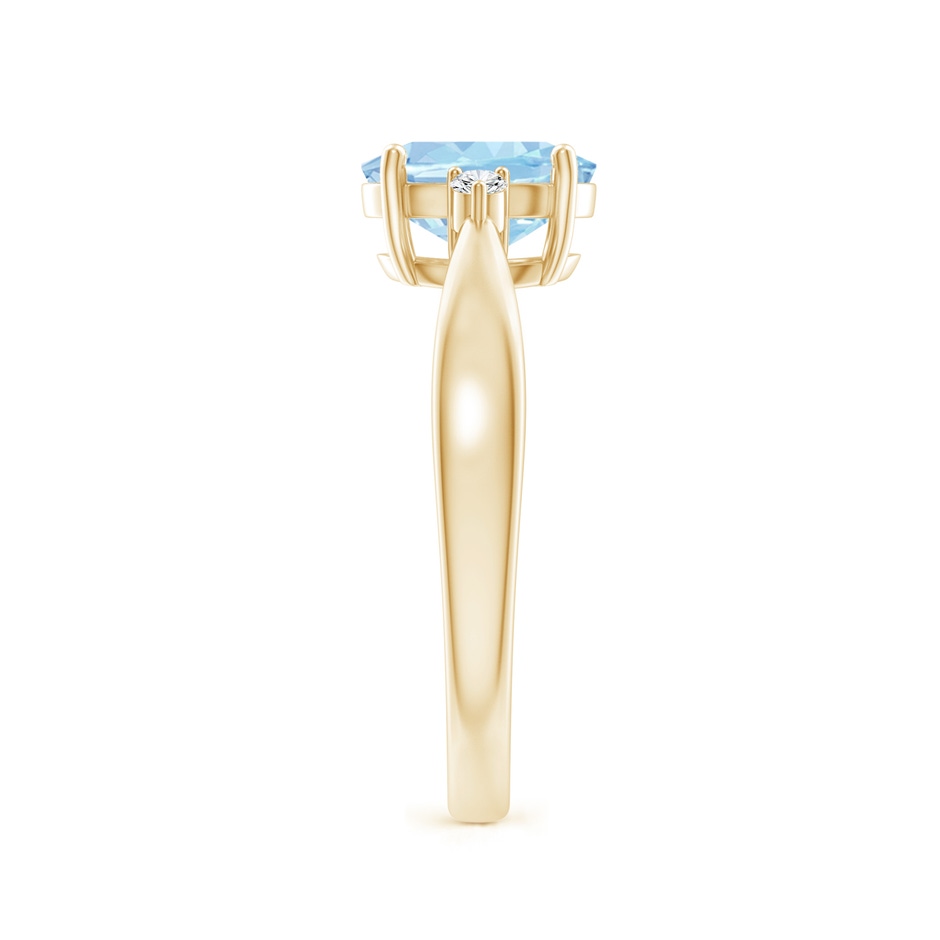 8x6mm AAA Tapered Shank Aquamarine Solitaire Ring with Diamond Accents in Yellow Gold side 299