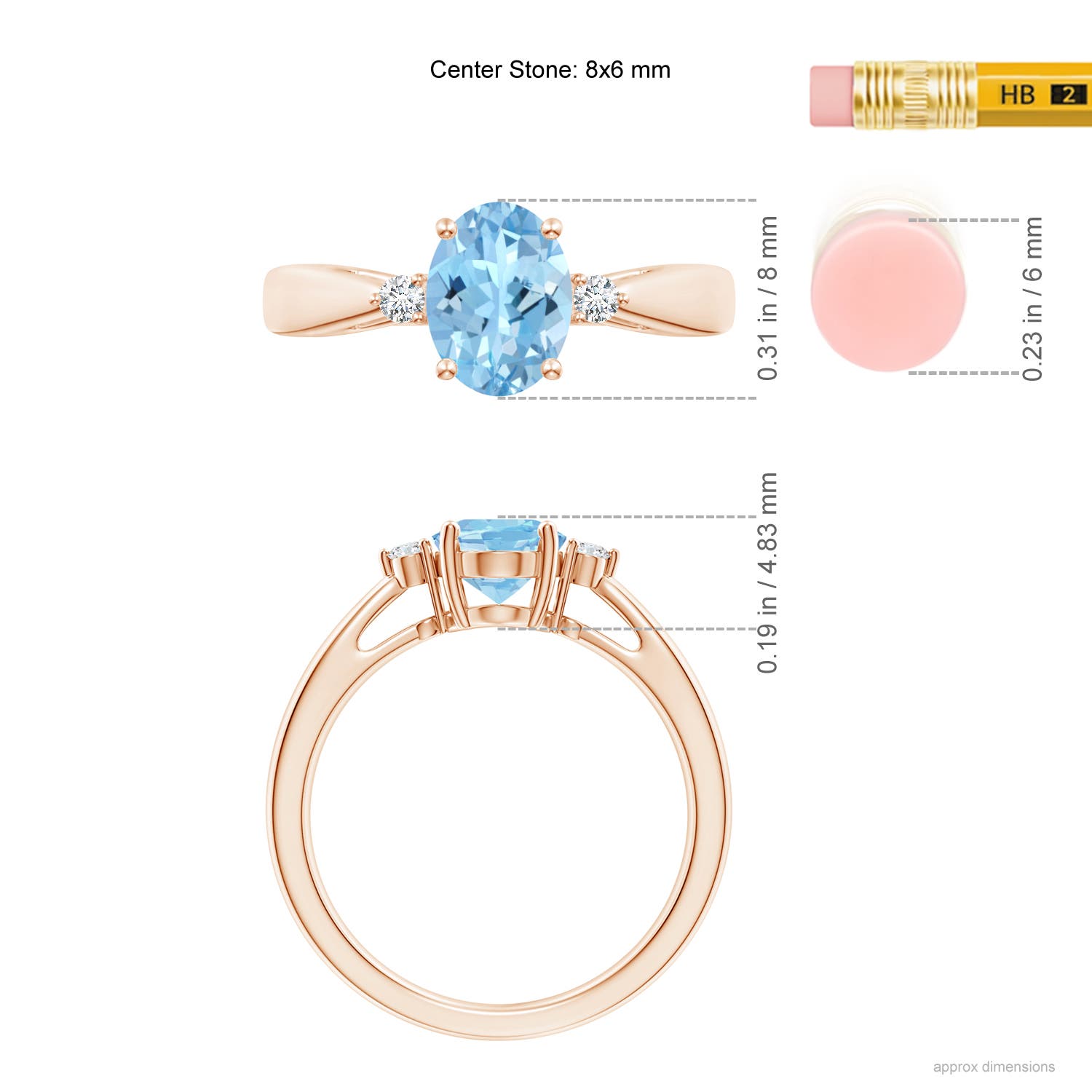 AAAA - Aquamarine / 1.06 CT / 14 KT Rose Gold