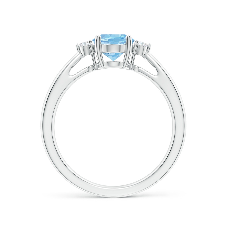 8x6mm AAAA Tapered Shank Aquamarine Solitaire Ring with Diamond Accents in White Gold side 199