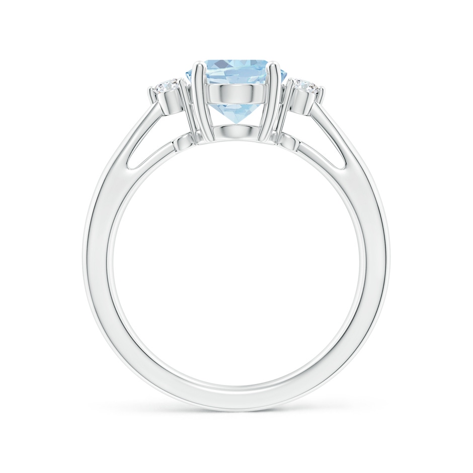 9x7mm A Tapered Shank Aquamarine Solitaire Ring with Diamond Accents in White Gold side 199