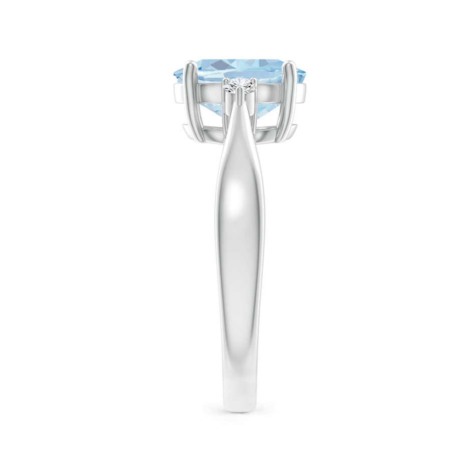 9x7mm A Tapered Shank Aquamarine Solitaire Ring with Diamond Accents in White Gold side 299