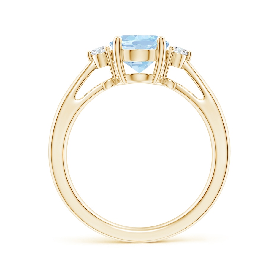 9x7mm AA Tapered Shank Aquamarine Solitaire Ring with Diamond Accents in 18K Yellow Gold side 199