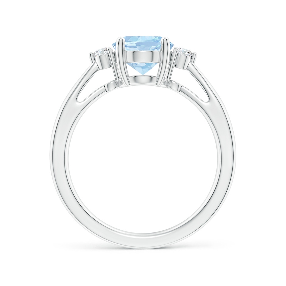 9x7mm AA Tapered Shank Aquamarine Solitaire Ring with Diamond Accents in White Gold side 199