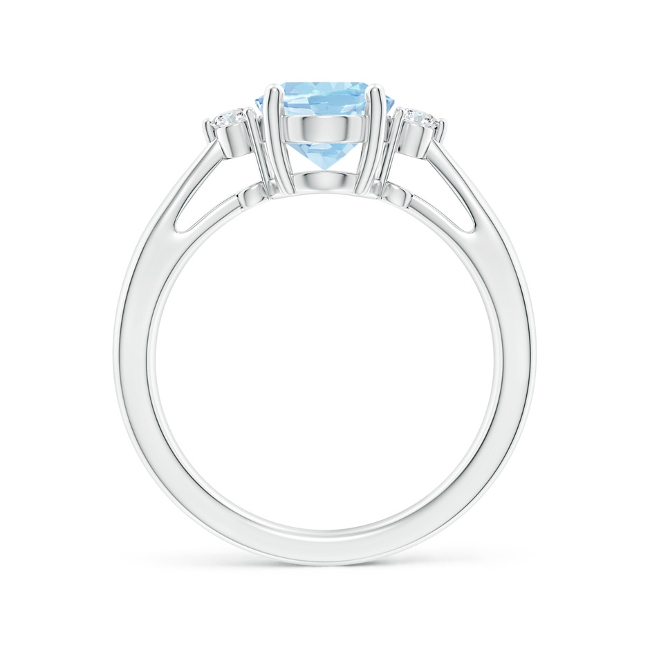 9x7mm AAA Tapered Shank Aquamarine Solitaire Ring with Diamond Accents in 18K White Gold side 199
