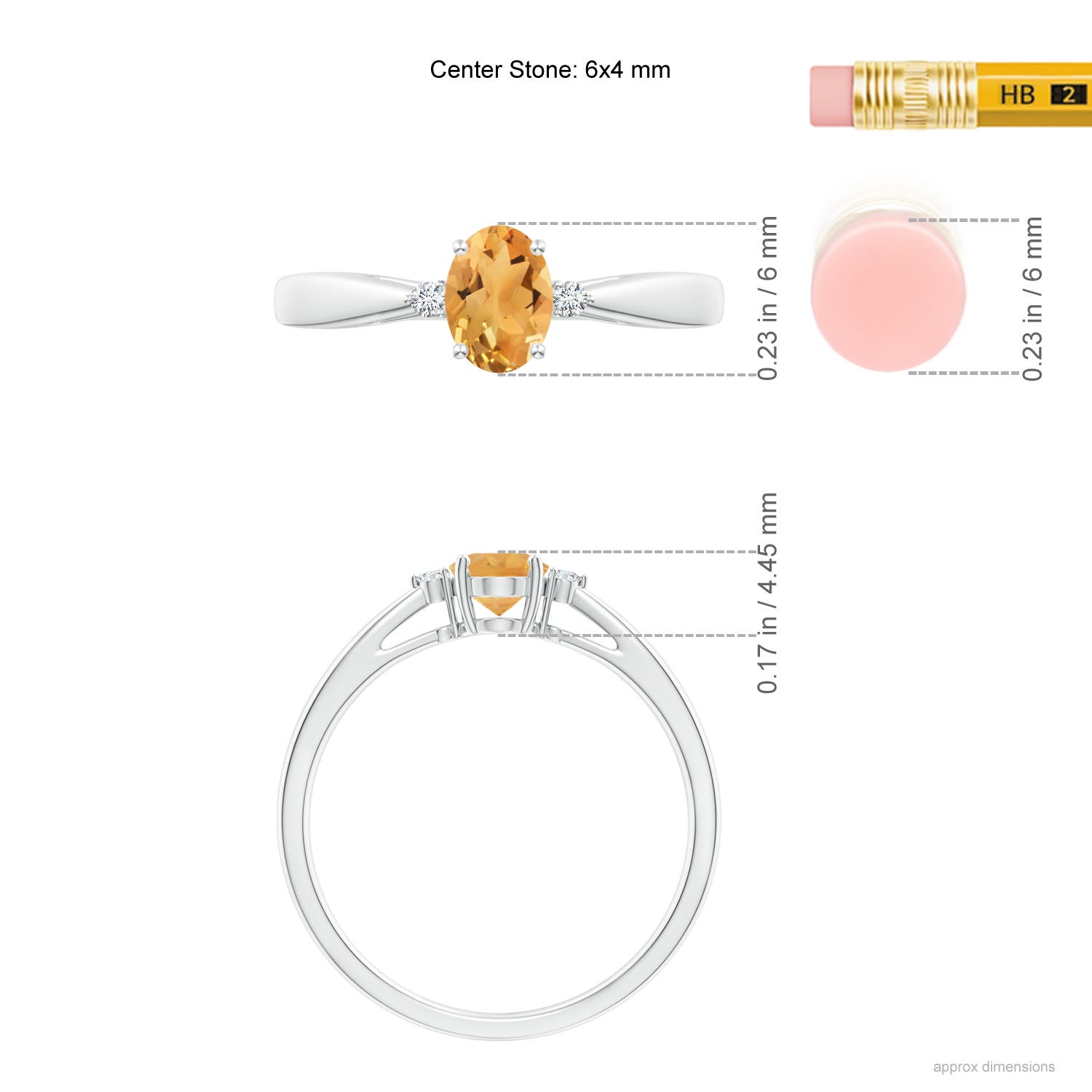 A - Citrine / 0.43 CT / 14 KT White Gold