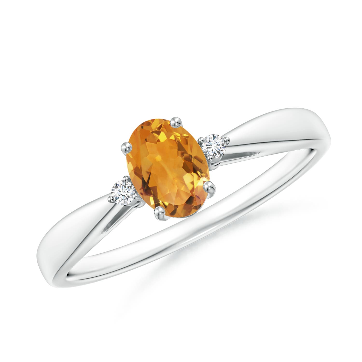 AA - Citrine / 0.43 CT / 14 KT White Gold