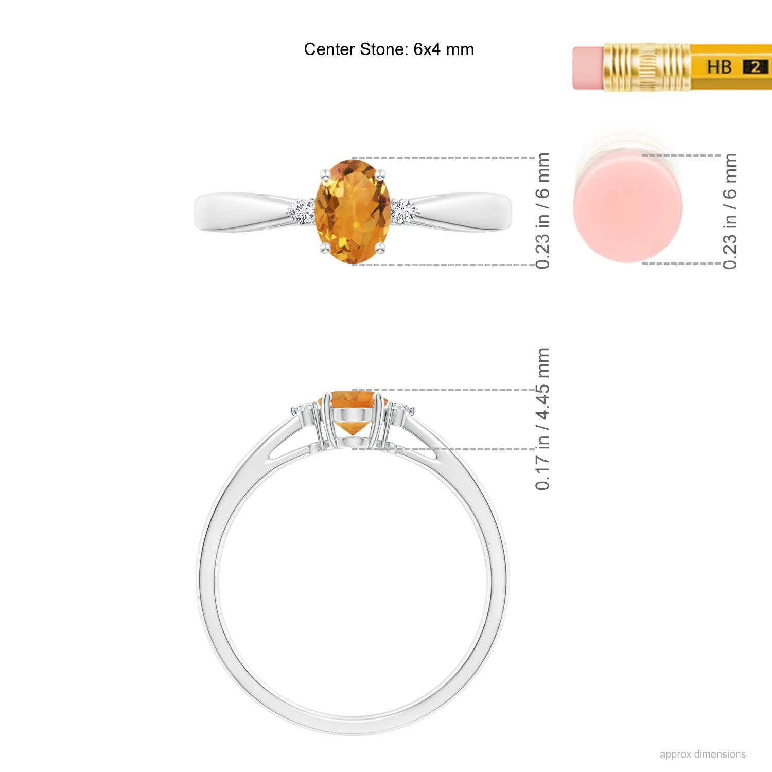 AA - Citrine / 0.43 CT / 14 KT White Gold