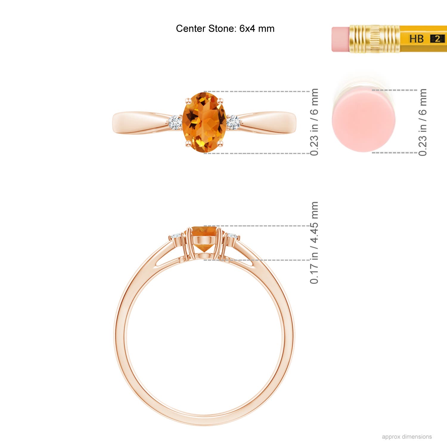 AAA - Citrine / 0.43 CT / 14 KT Rose Gold