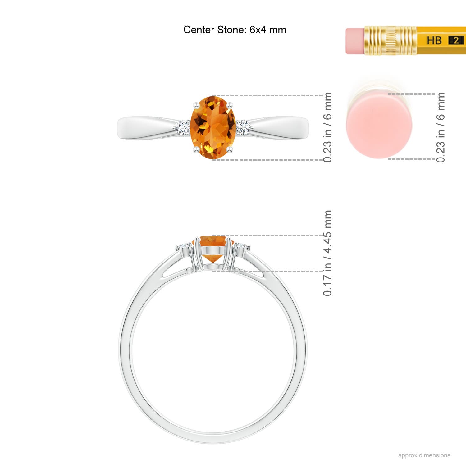 AAA - Citrine / 0.43 CT / 14 KT White Gold