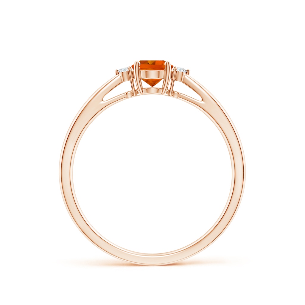 6x4mm AAAA Tapered Shank Citrine Solitaire Ring with Diamond Accents in Rose Gold Side-1