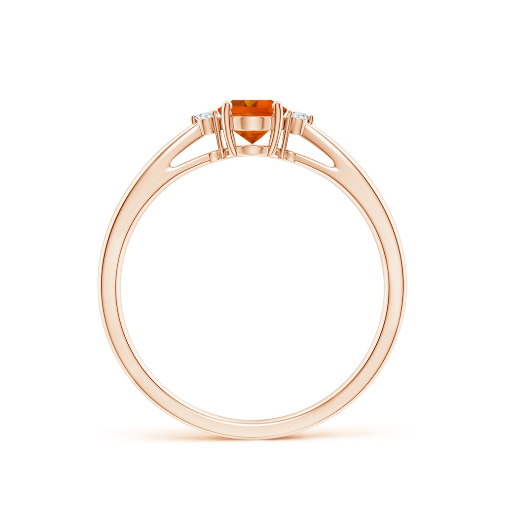 6x4mm AAAA Tapered Shank Citrine Solitaire Ring with Diamond Accents in Rose Gold - side_1