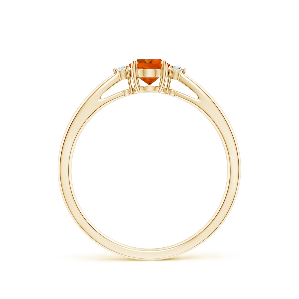 6x4mm AAAA Tapered Shank Citrine Solitaire Ring with Diamond Accents in Yellow Gold - side_1
