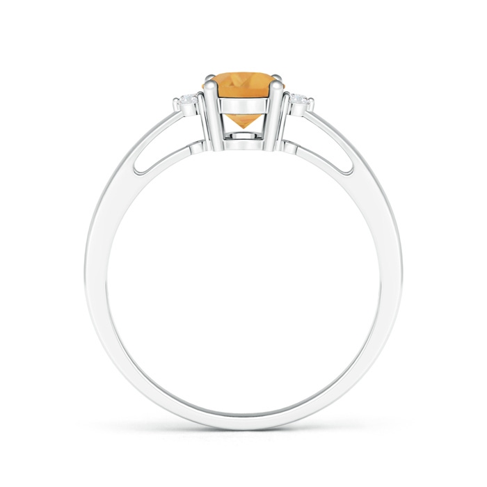 7x5mm A Tapered Shank Citrine Solitaire Ring with Diamond Accents in 9K White Gold product image