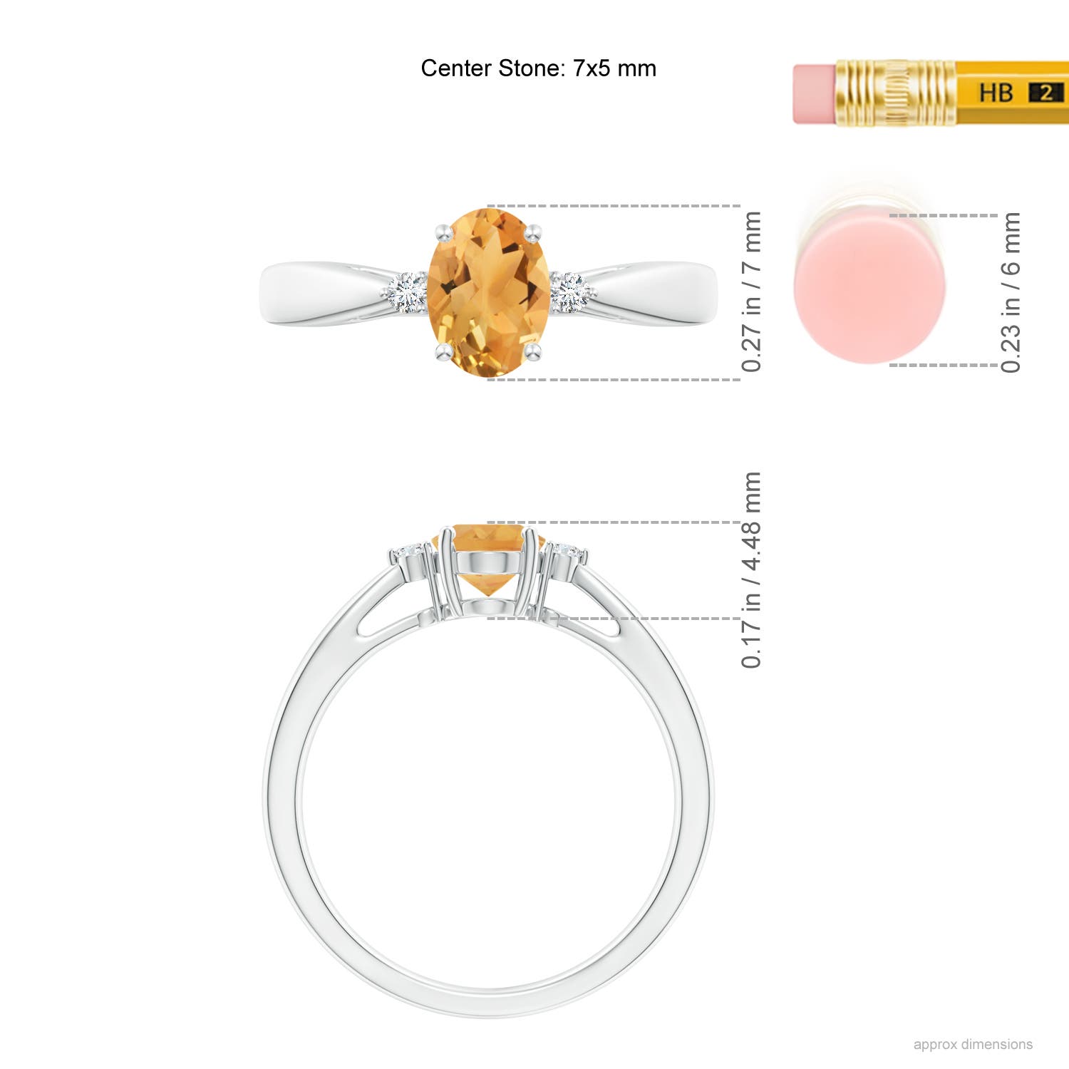 A - Citrine / 0.79 CT / 14 KT White Gold