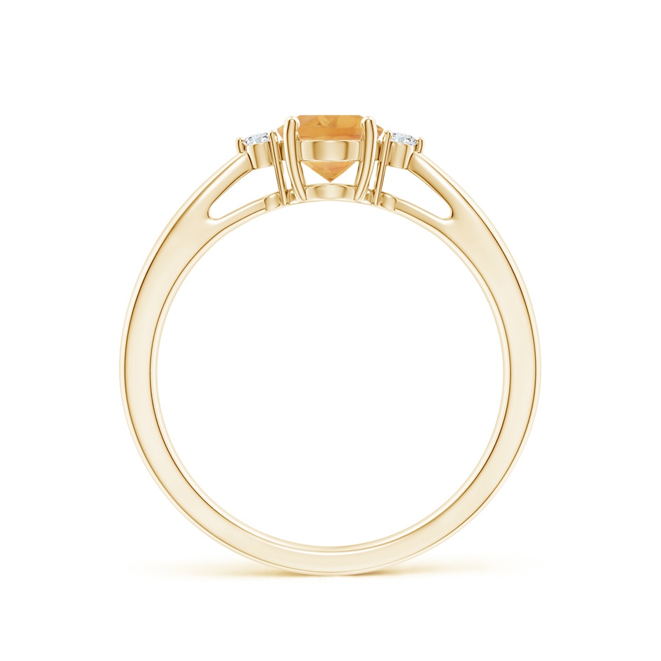 7x5mm A Tapered Shank Citrine Solitaire Ring with Diamond Accents in Yellow Gold side-1