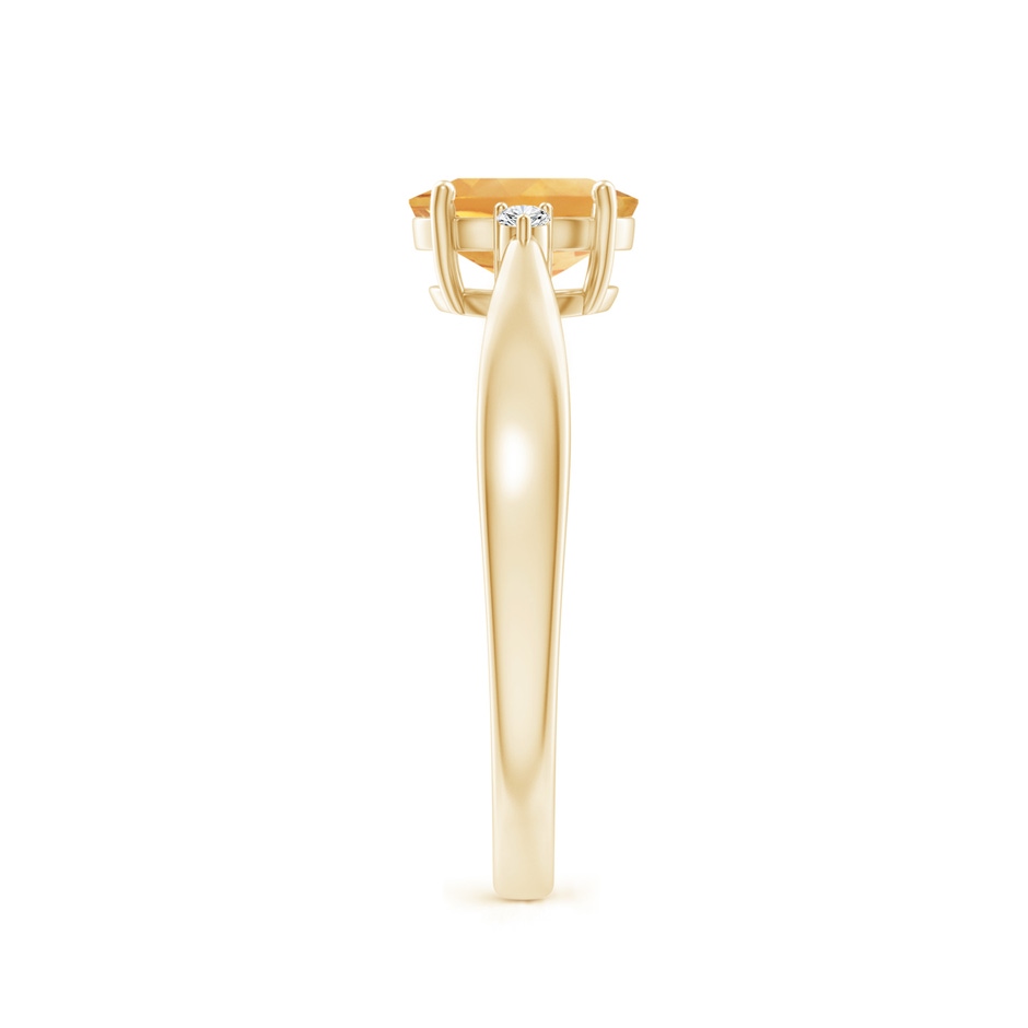 7x5mm A Tapered Shank Citrine Solitaire Ring with Diamond Accents in Yellow Gold side-2
