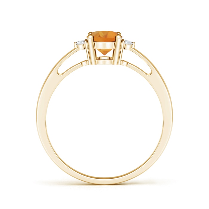 7x5mm AA Tapered Shank Citrine Solitaire Ring with Diamond Accents in 10K Yellow Gold product image