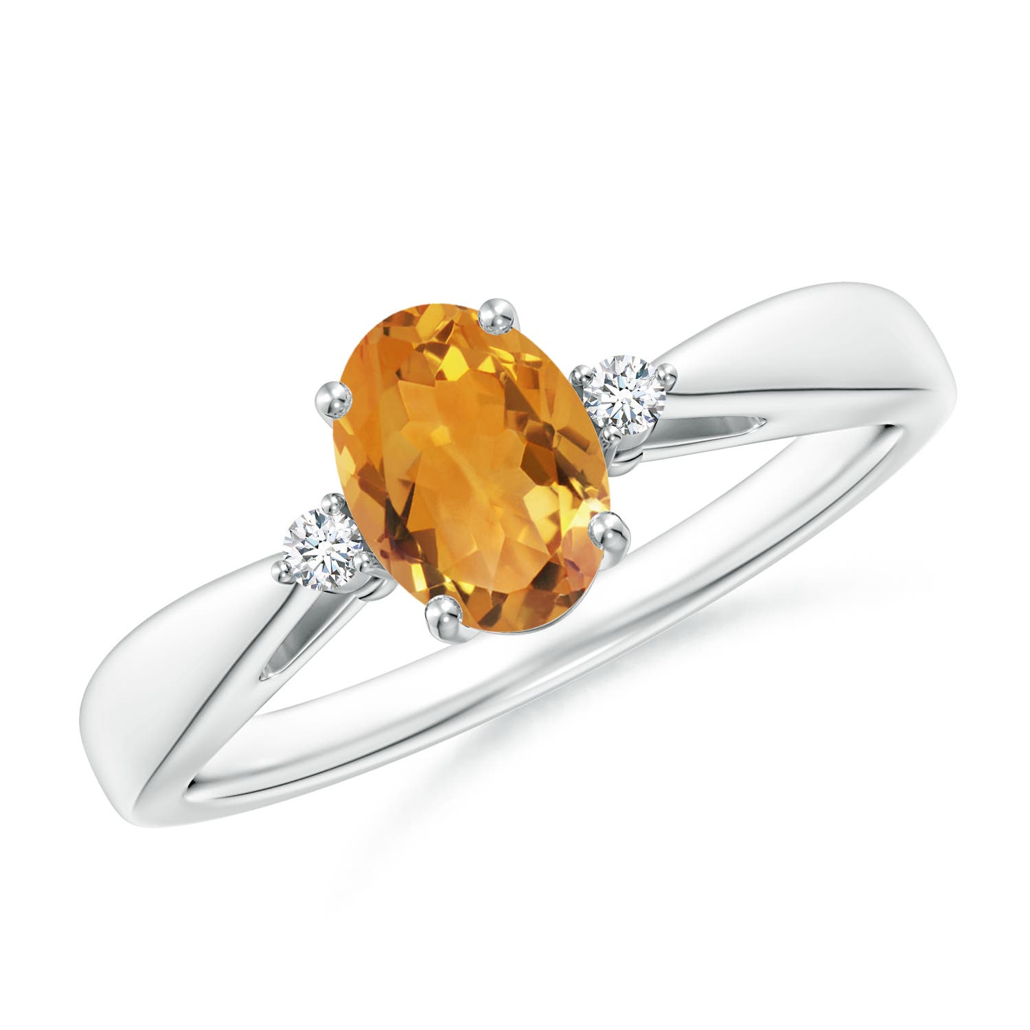 AA - Citrine / 0.79 CT / 14 KT White Gold